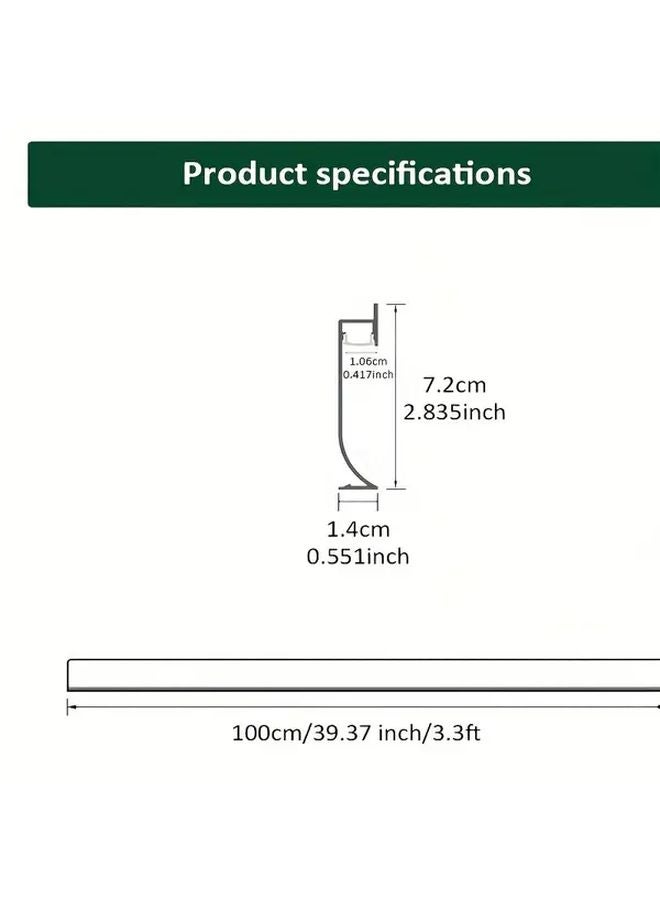 Black Aluminum LED Baseboard Light 3 3ft H65mm With White Cover Ambient Lighting - Image 3